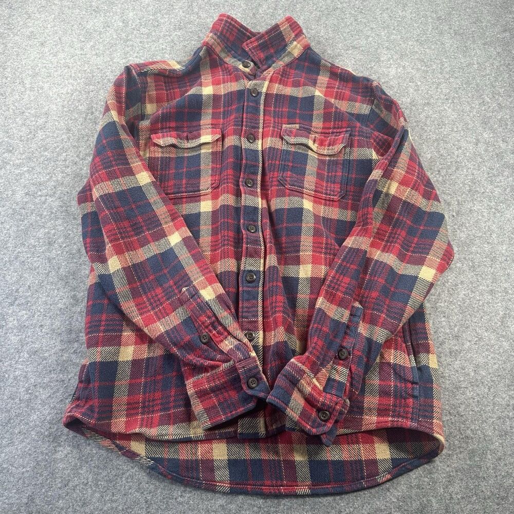 Orvis Shirt Mens Medium Red Plaid Flannel Long Sleeve Lined Button Up Casual